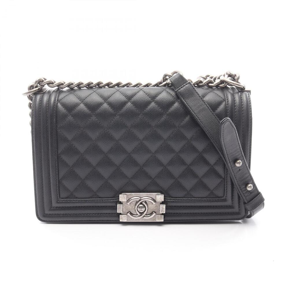 Chanel Boy Shoulder Bag Caviar Leather Grained Calfskin Black